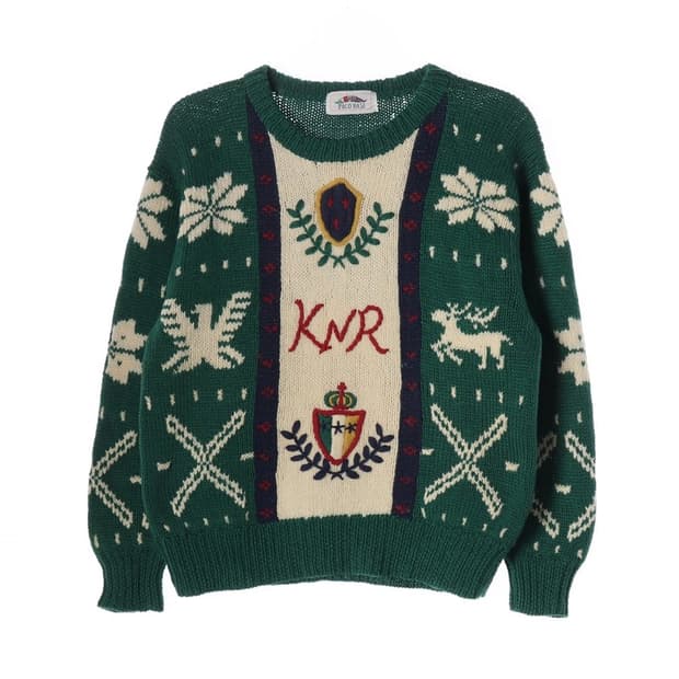 PACO BASI 올드스쿨 자수 엠블럼 니트 스웨터