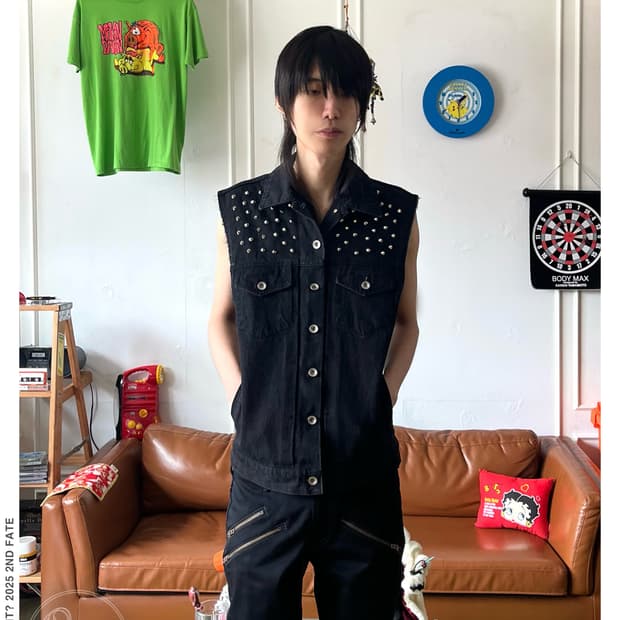 Jpn Vintage Metal Stud Trim Denim Vest