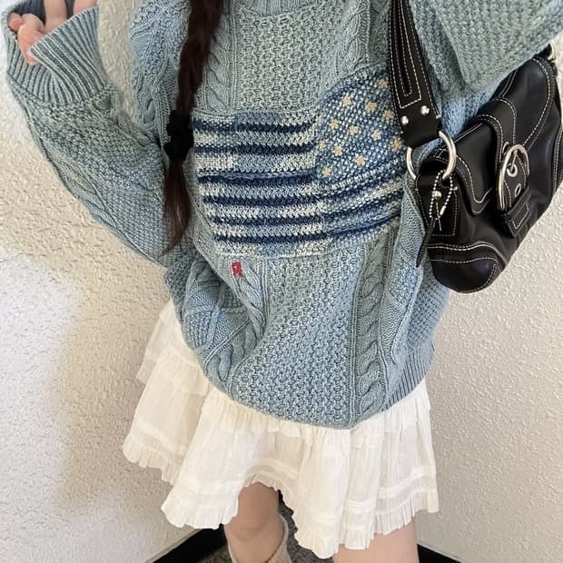 (마지막가격) 폴로랄프로렌 polo 성조기 니트 인디고 데님 가디건