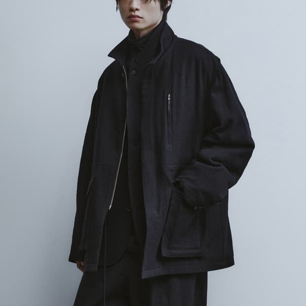 youth 유스 울 코튼 하이넥 하프 코트 블랙 M