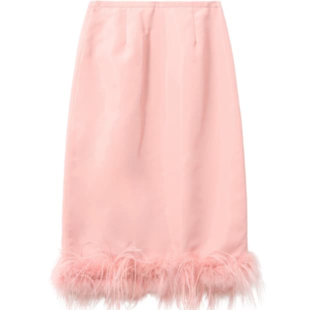 문선 Ostritch hair skirt flamingo M사이즈