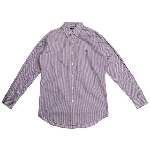 POLO 커스텀핏 퍼플 스트라이프 셔츠 S