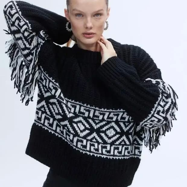 [새상품] H&M 프린지 크리스마스 니트 M