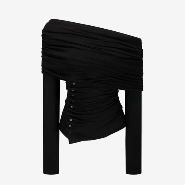 카시코카울버튼오프숄더롱슬리브플리즈노팔로우나체보헴서2000아카이브스오도어