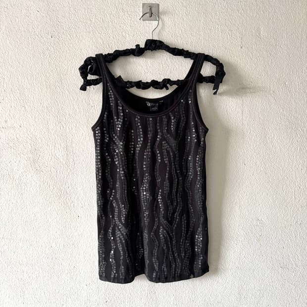 Armani Exchange glitter stripe tank