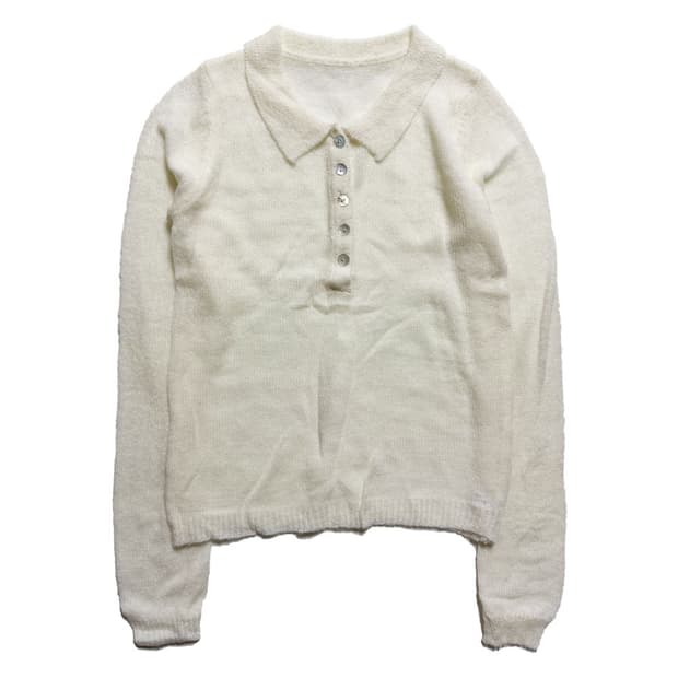 새상품 여자 아이보리 시스루 카라 니트