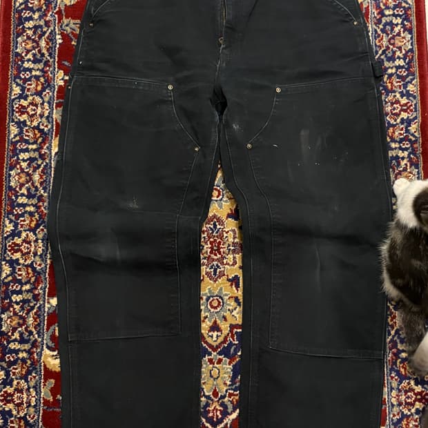 [B01] 빈티지 칼하트 더블니 블랙 썩블니 덩가리핏 34x30