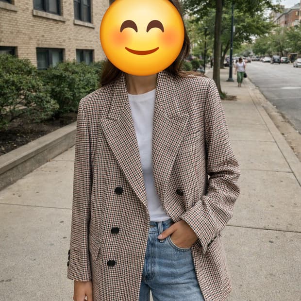 시스템 파리컬렉션 세미오버핏 체크자켓 55사이즈