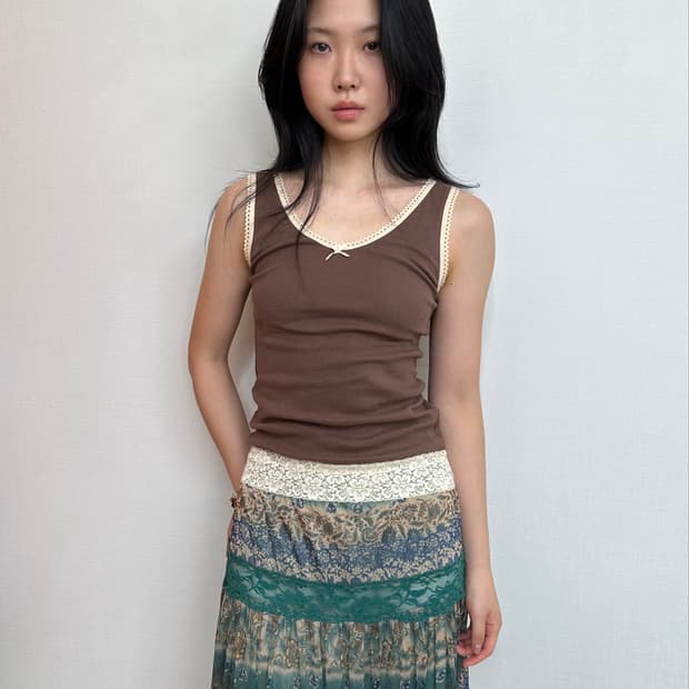 lace brown sleeveless