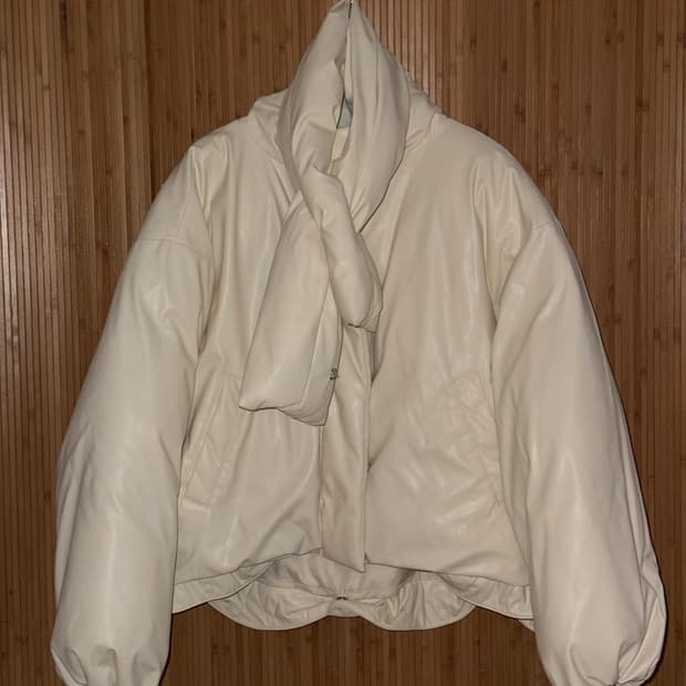 로우타이드 레더 다운 패딩 자켓 아이보리 M