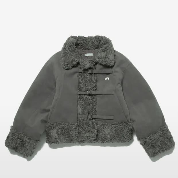 허그유어스킨 시어링 퍼 자켓 카키 무스탕