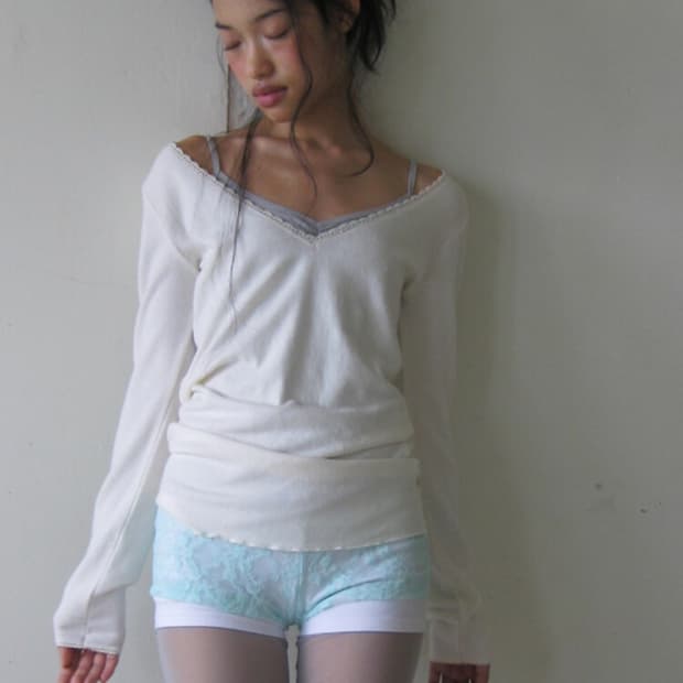 샵페어리 긴팔 티셔츠 iris long top (cream)