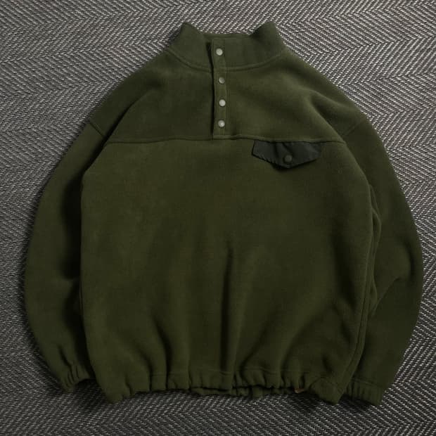 빈티지 풀오버 포켓 버튼 플리스 그린o 4599