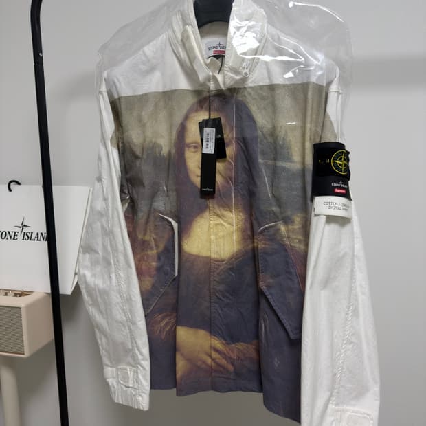 [1회착, L] 슈프림x스톤아일랜드 코튼 코드라 쉘 자켓 모나리자 화이트