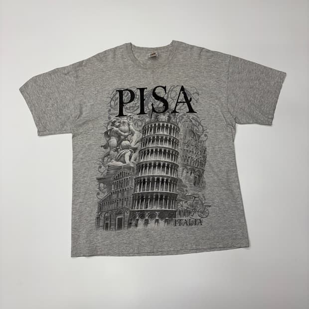 PISA ITALIA 이탈리아 피사의사탑 빈티지 그래픽 반팔 티셔츠