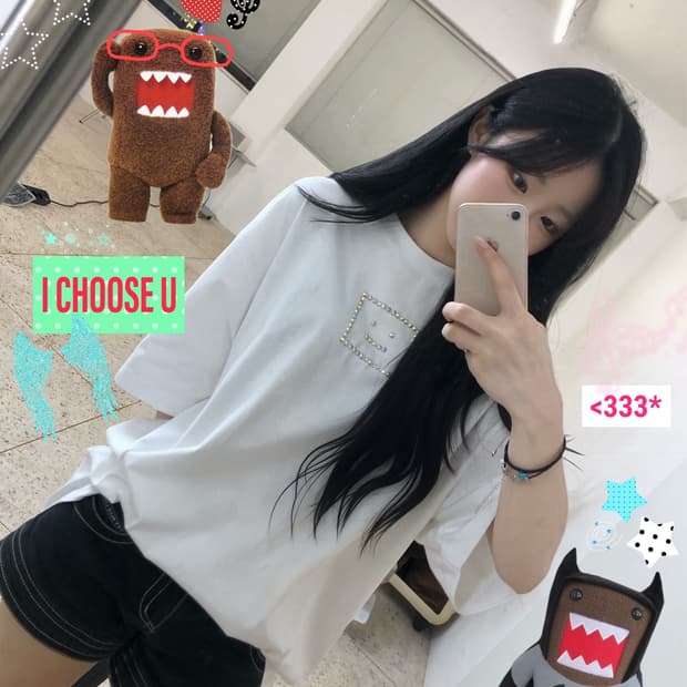 (핏보장✨) 아크네 스튜디오 남성 화이트 큐빅 페이스 로고 티셔츠