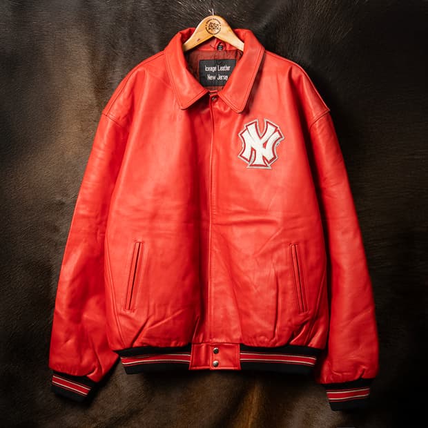 [4XL] 90s~ Iceage Leather 뉴욕양키스 리얼 레더자켓 