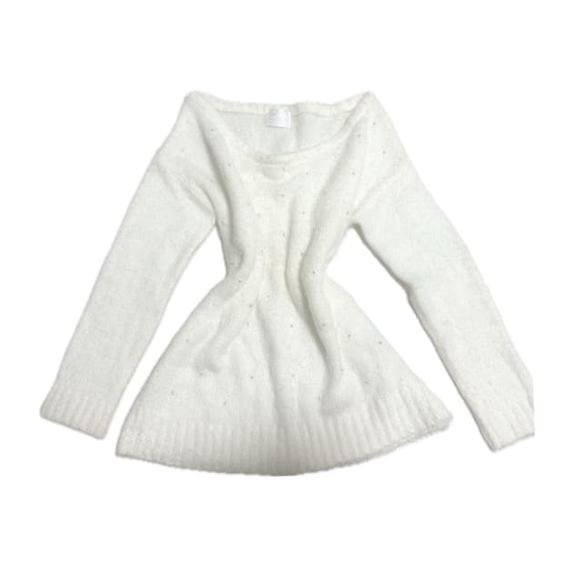 EMSEXCITE 히메갸루 로걀 원숄더 오프숄더 앙고라 니트