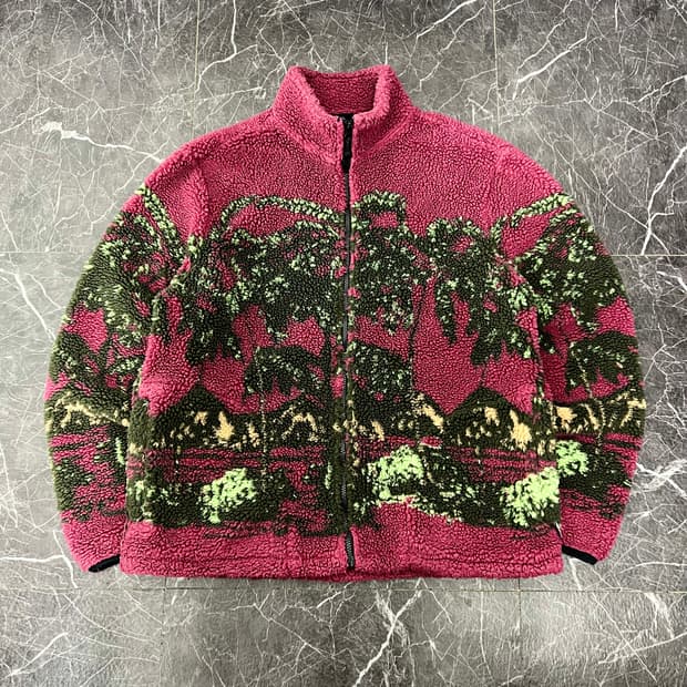 스투시 하와이안 자카드 플리스 집업 자켓