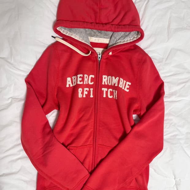 아베크롬비 y2k 딱붙핏 슬림 코랄 후드집업 후집