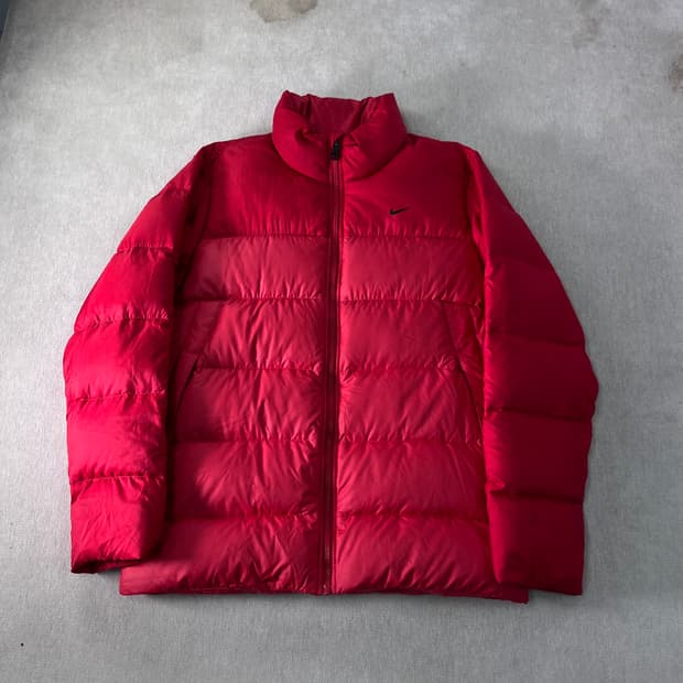 100 나이키 구스다운 레드 패딩