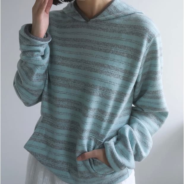 페스토 스트라이프 스웨트 후디드 탑 