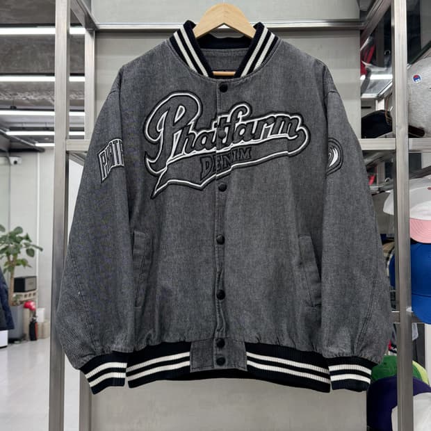 팻팜 PHAT FARM 00s 빅로고 데님 스타디움 봄버 자켓