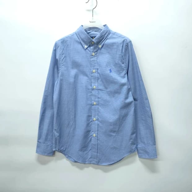 폴로 랄프로렌 여성 커스텀핏 블루 체크 셔츠(55)