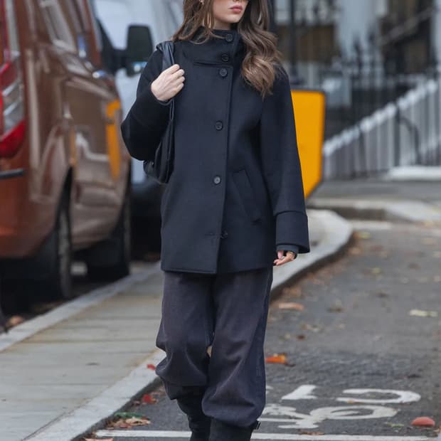 디망쉬 더블 브레스티드 코트 블랙