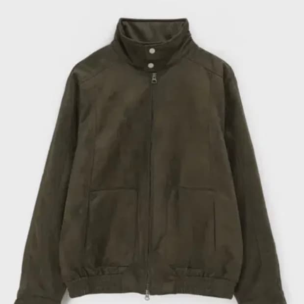 하이넥 누빔 자켓 점퍼 카키 스웨이드