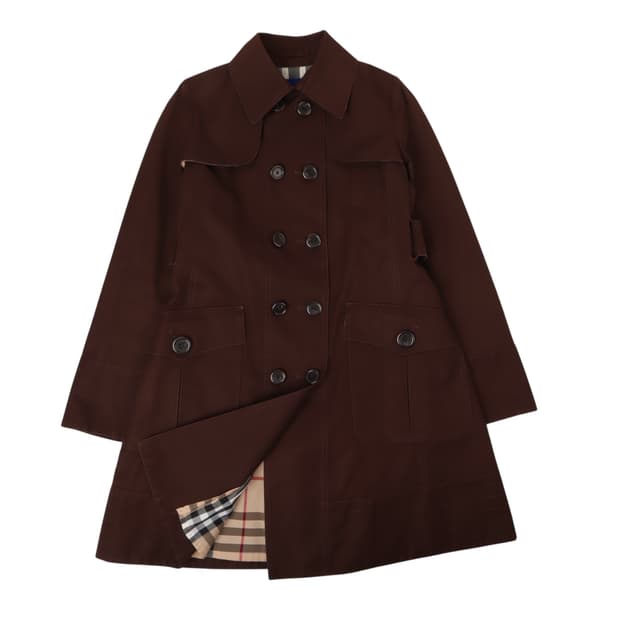 버버리 블루라벨 다크브라운 더블 트렌치코트