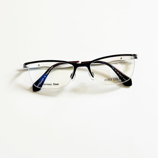 프랑스제 CHEZ COLLETE 스퀘어 반무테 빈티지 안경