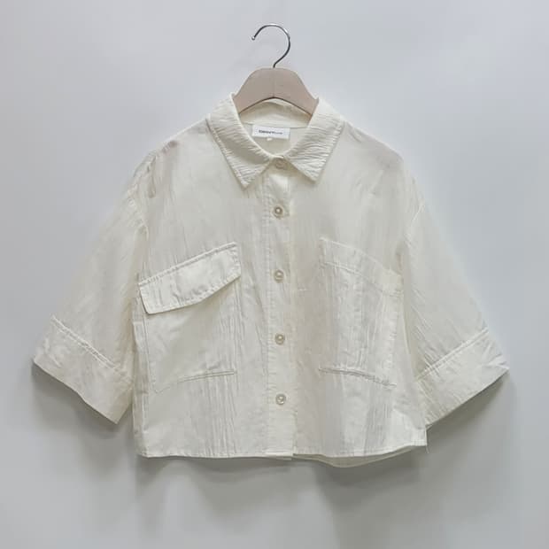 DKNY 21SS 한섬 DKNY 린넨 오버핏 크롭 셔츠 / 여 S 화이트