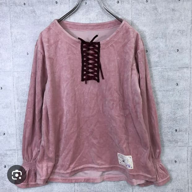 JP DISNEY) 벨르메종 라푼젤 핑크 벨벳 레이스 코르셋 블라우스