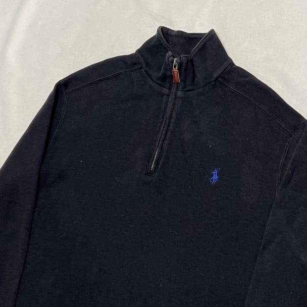 L 폴로랄프로렌 블랙 코튼 반집업 니트