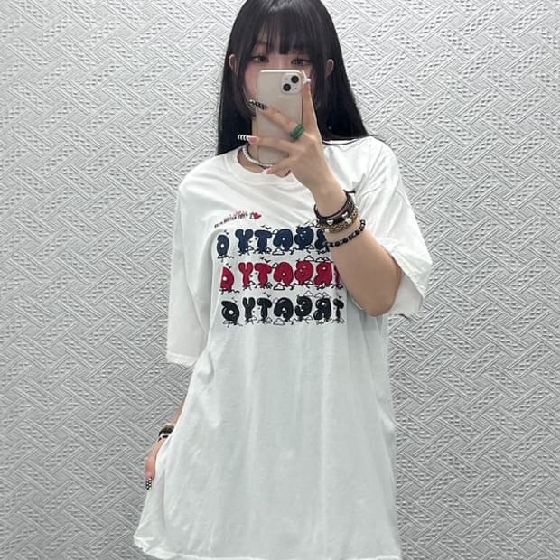 후르츠오브더룸 스트릿 펑크 키치 컬러 프린팅 반팔티 XL C10629