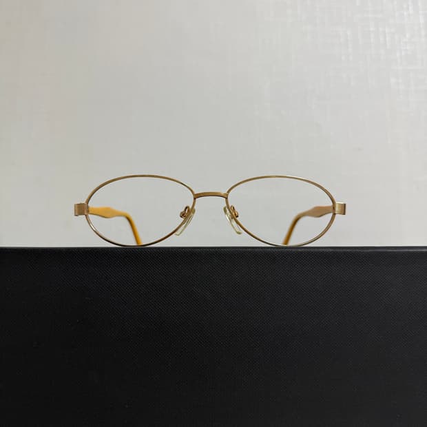 빈티지 골드 옐로우 타원형 안경테 52 17 137