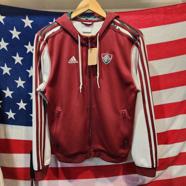 아디다스 플루미넨시 버건디 트랙 후드집업 – Y2K 브라질 풋볼 감성