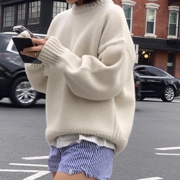 헤이그 헤비 울 스웨터 니트 아이보리