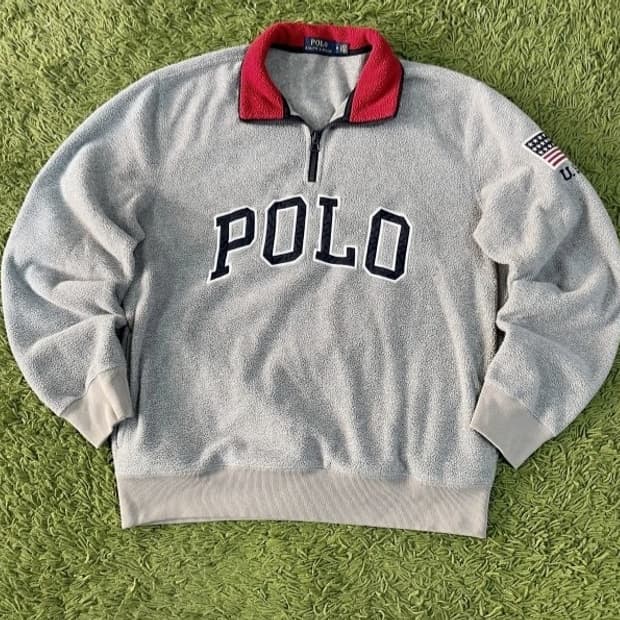 폴로 POLO 랄프로렌 빅로고 성조기 반집업 후리스 100/L