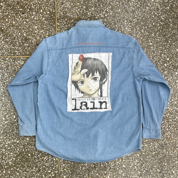 90s USA 시리얼 익스페리먼트 레인 부틀렉 데님 셔츠 XL