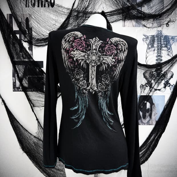 Cross wing cubic printing longsleeve