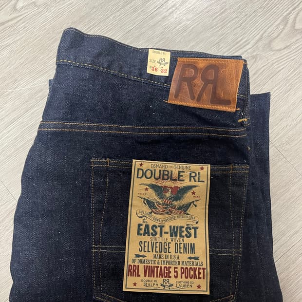 RRL 빈티지 파이브포켓 셀비지 진 (블루)