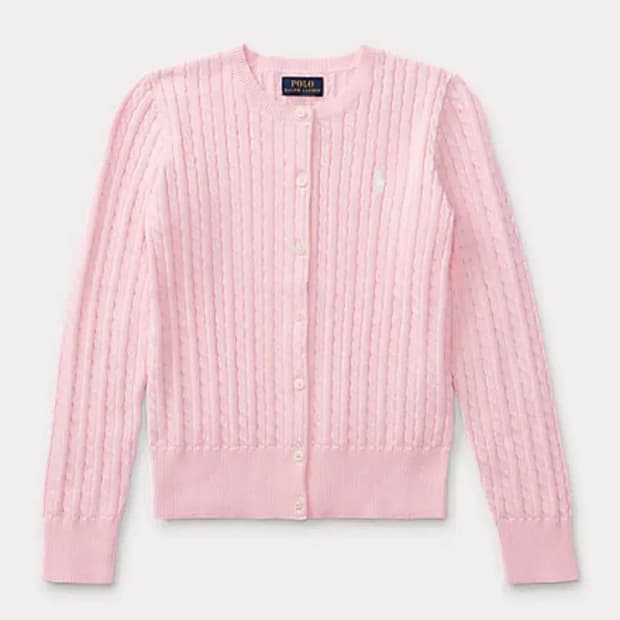 (새상품, 정품, 할인) 폴로 랄프로렌 걸즈 케이블 가디건 핑크