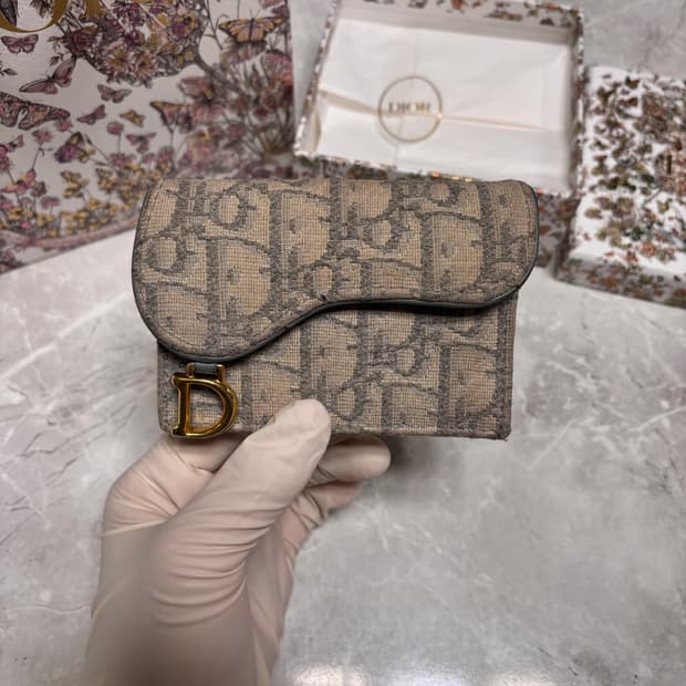 [A급] 풀박스 디올 새들 블룸 오블리크 카드지갑