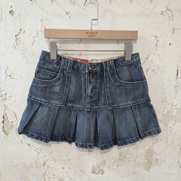 DAKS 데님 플리츠 미니스커트 M