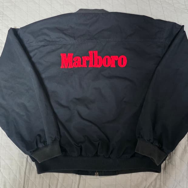 [XL] 90s 빈티지 말보로 리버시블 봄버 자켓 블랙/레드 스테인