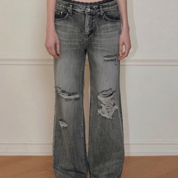 보헤미안서울 highlight damage wide pants