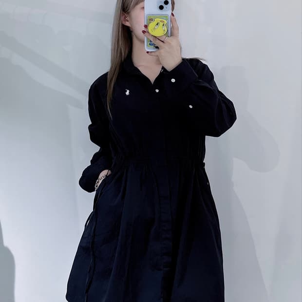 폴로랄프로렌 qr 화이트포니 블랙 셔츠 원피스