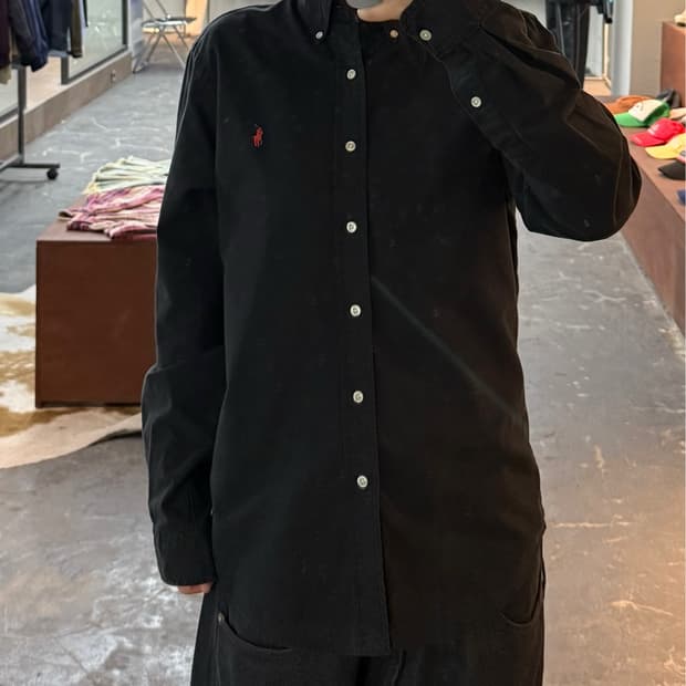 폴로 랄프로렌 레드 포니로고 블랙 셔츠 H3250